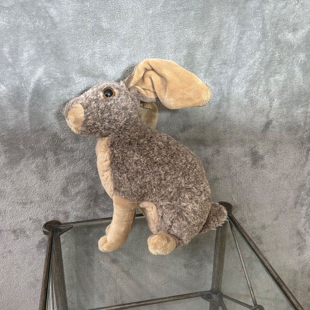 Wild Republic Realistic Rabbit Plush 12” Brown Hare Stuffed Animal wired ears